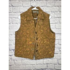 ❤️ I.V.Y. "Quilted/Embroidered" Button Down Vest - New! Size Medium